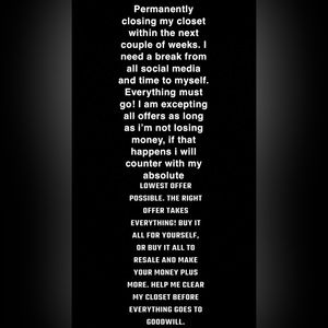 Closing closet. Send me your best offer or buy all of it for a DEAL.